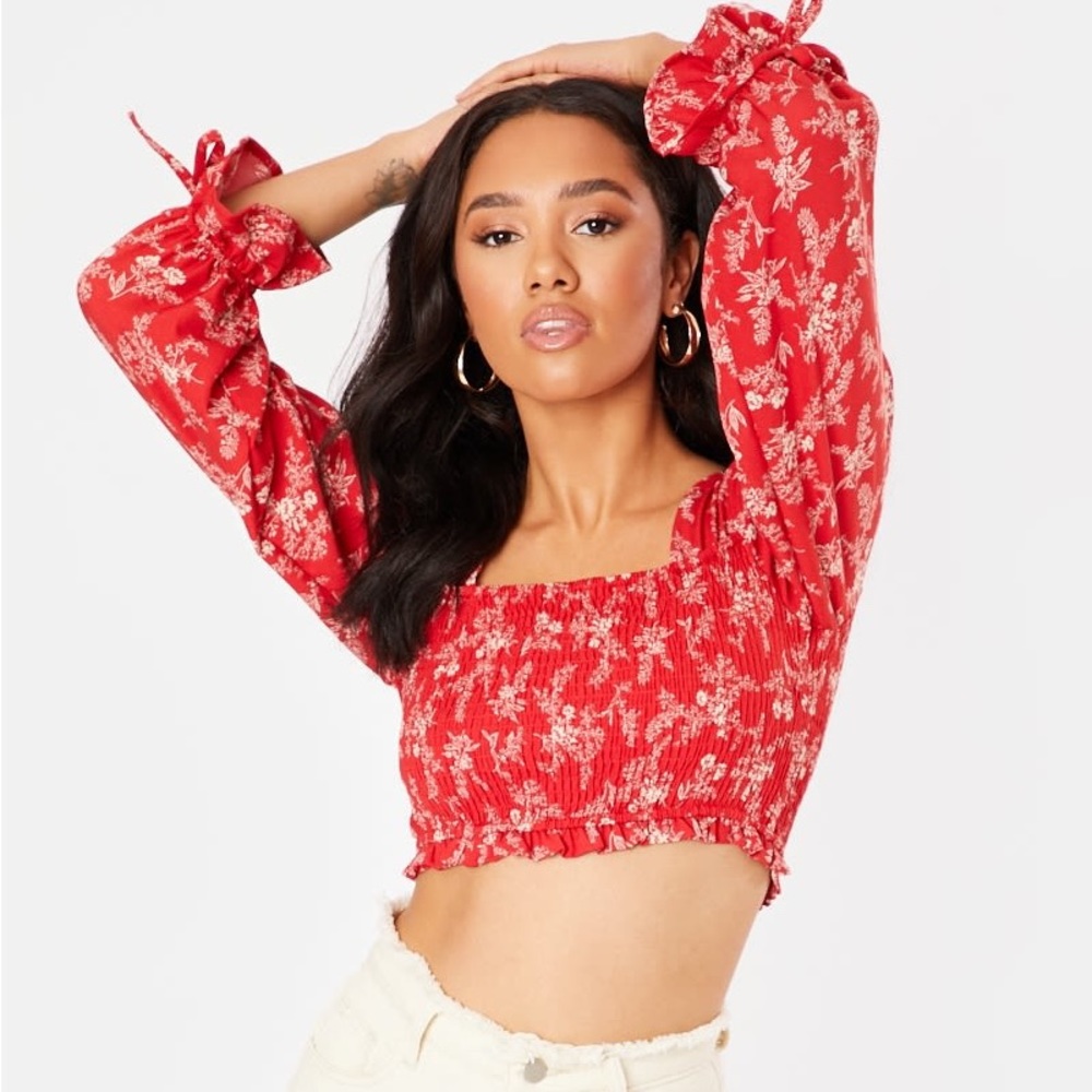 Urban Outfitters Red Floral Crop Top